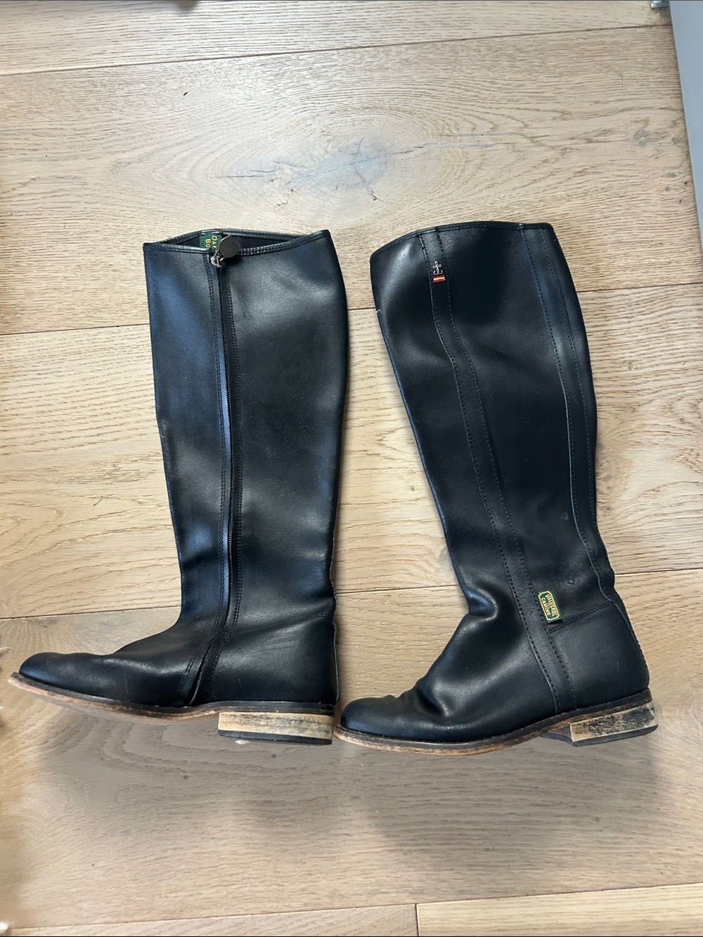 Dakota Black Leather Knee-High Riding Boots - Women's